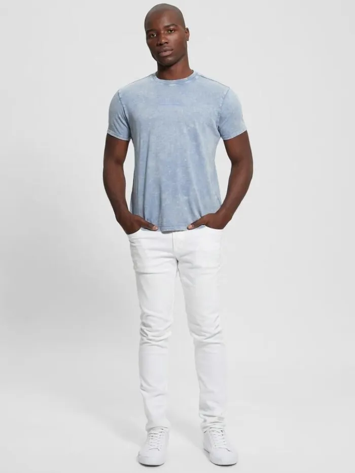 Men GUESS TShirts and Tanks David Acid Wash Tee Nimbus Blue Multi