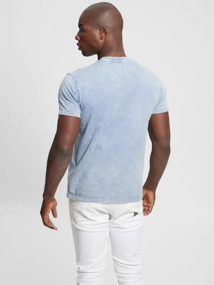Men GUESS TShirts and Tanks David Acid Wash Tee Nimbus Blue Multi