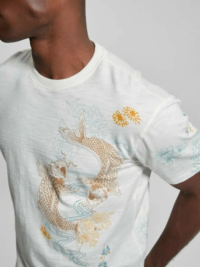 Men GUESS TShirts and Tanks David Embroidered Tee Salt White