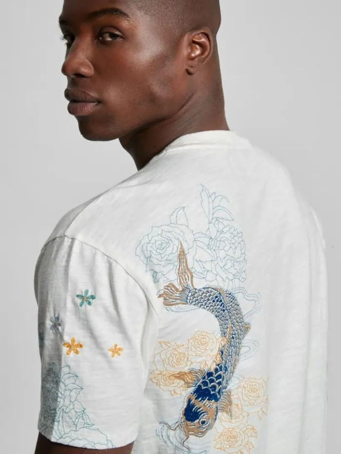 Men GUESS TShirts and Tanks David Embroidered Tee Salt White