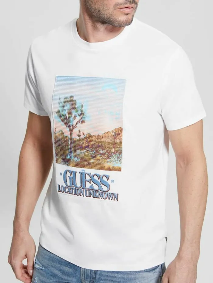 Men GUESS TShirts and Tanks Desert Photo Tee Pure White