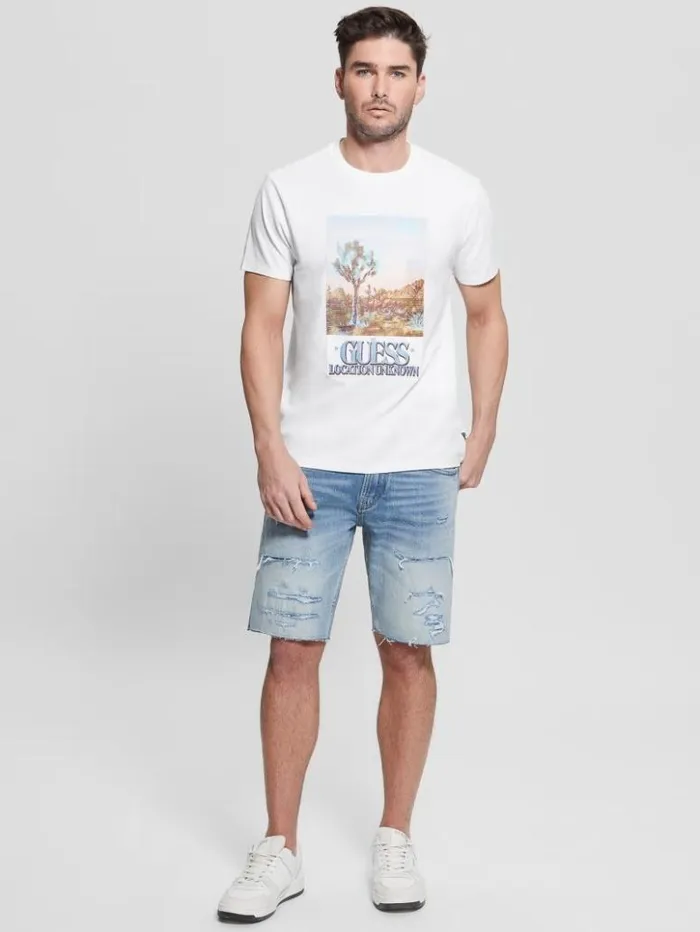 Men GUESS TShirts and Tanks Desert Photo Tee Pure White