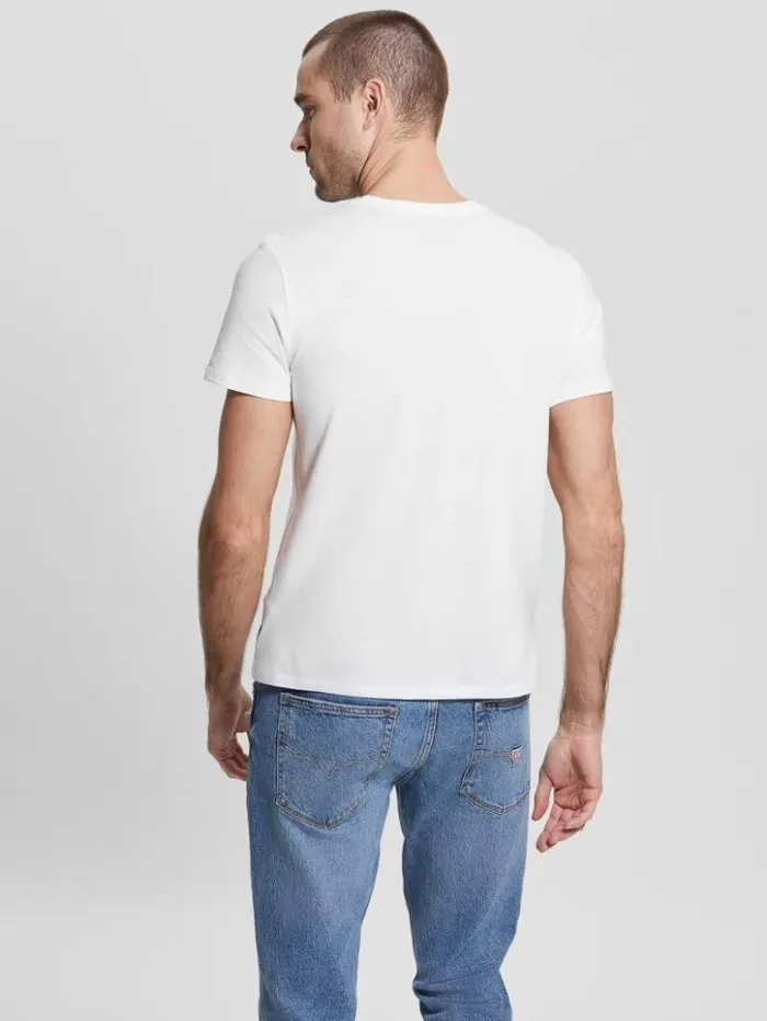 Men GUESS TShirts and Tanks Eco Abstract Triangle Logo Tee Pure White