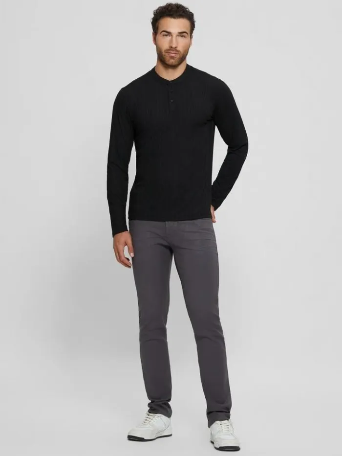 Men GUESS TShirts and Tanks Eco Brentwood Knit Henley Black