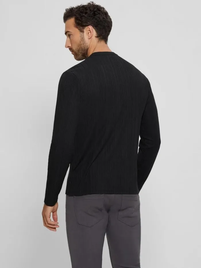 Men GUESS TShirts and Tanks Eco Brentwood Knit Henley Black