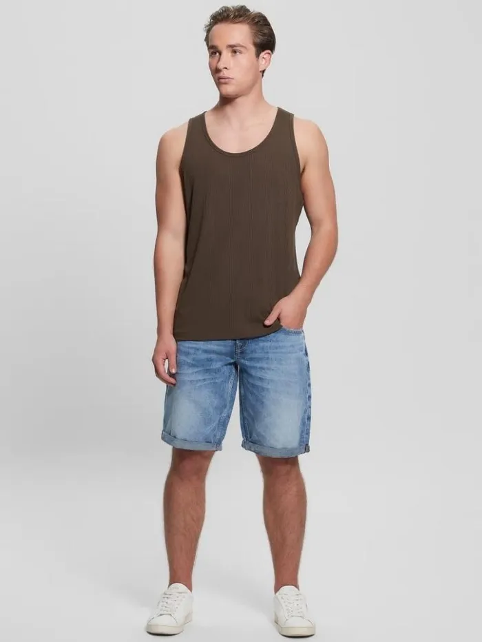 Men GUESS TShirts and Tanks Eco Cyrus Ribbed Tank Cafe Noir