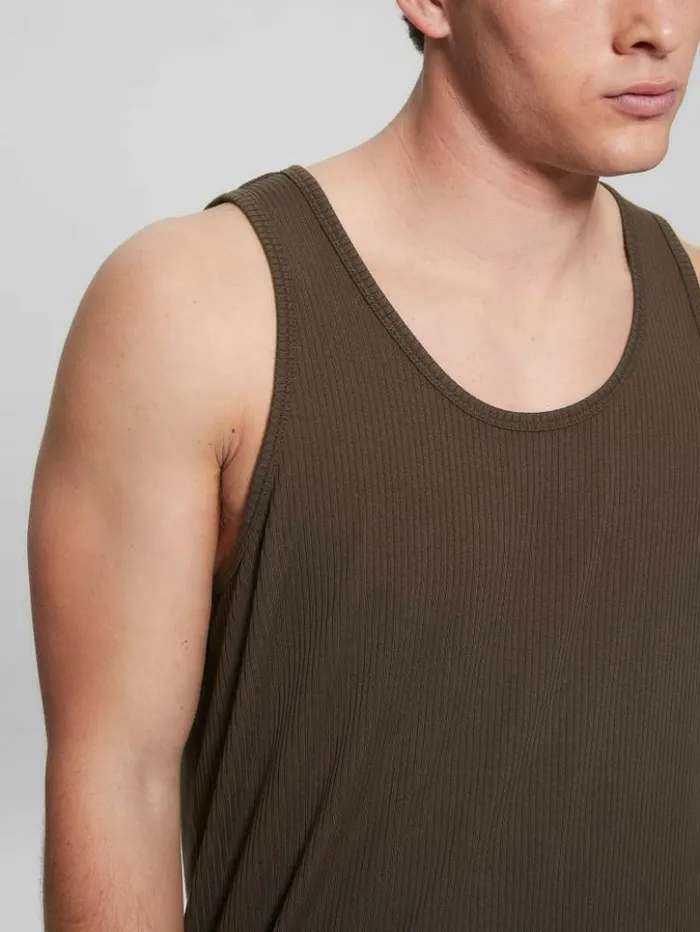 Men GUESS TShirts and Tanks Eco Cyrus Ribbed Tank Cafe Noir