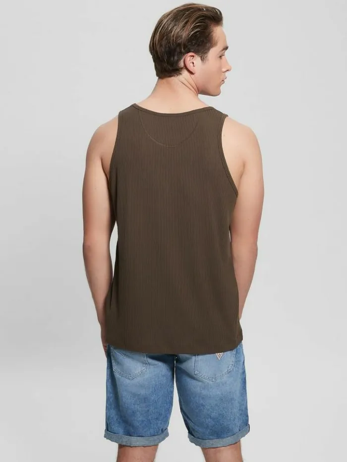 Men GUESS TShirts and Tanks Eco Cyrus Ribbed Tank Cafe Noir