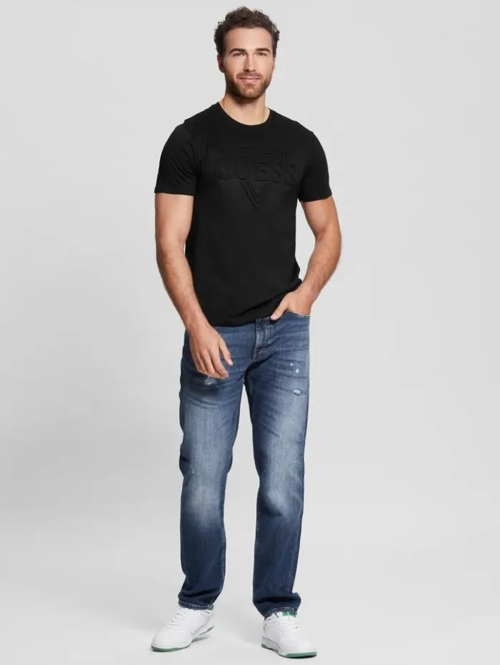 Men GUESS TShirts and Tanks Eco Embossed Logo Tee Black