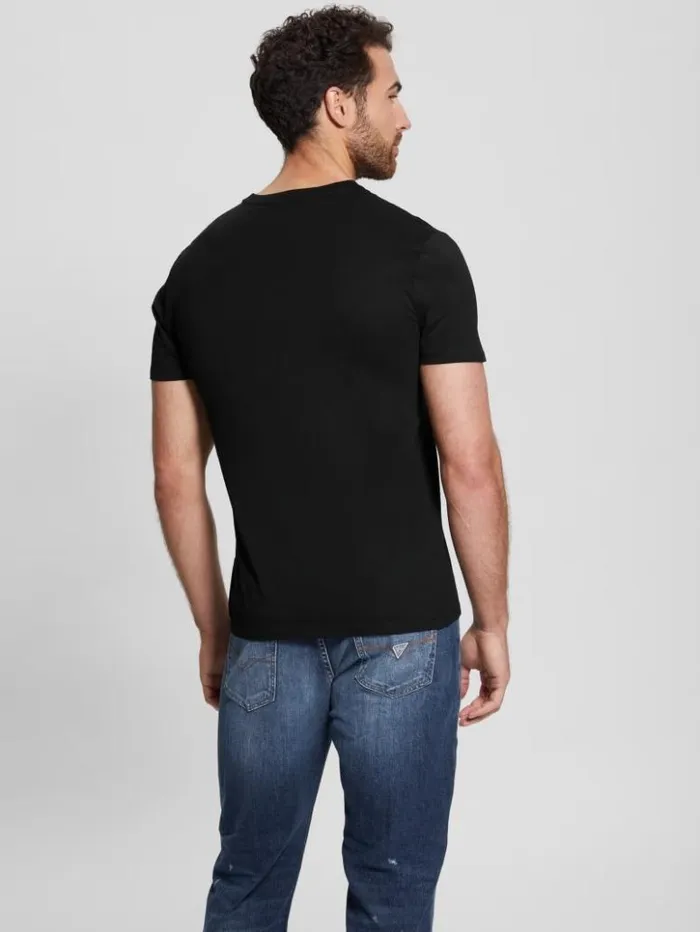 Men GUESS TShirts and Tanks Eco Embossed Logo Tee Black