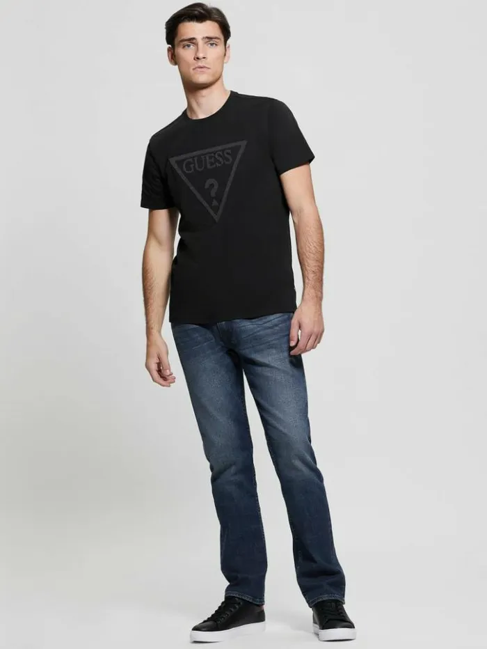 Men GUESS TShirts and Tanks Eco Embroidered Logo Tee Black