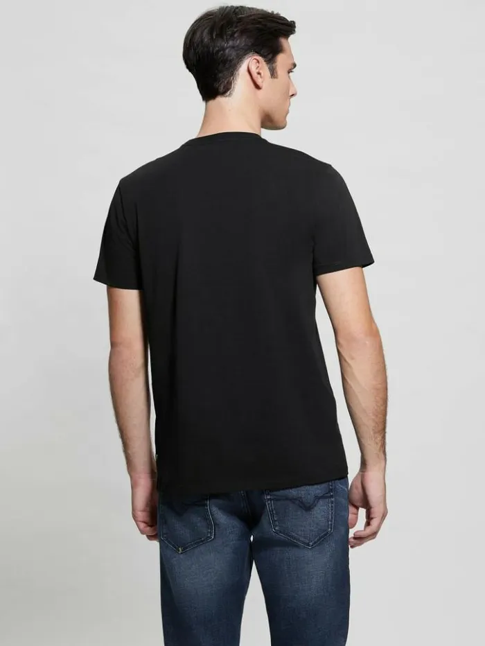 Men GUESS TShirts and Tanks Eco Embroidered Logo Tee Black