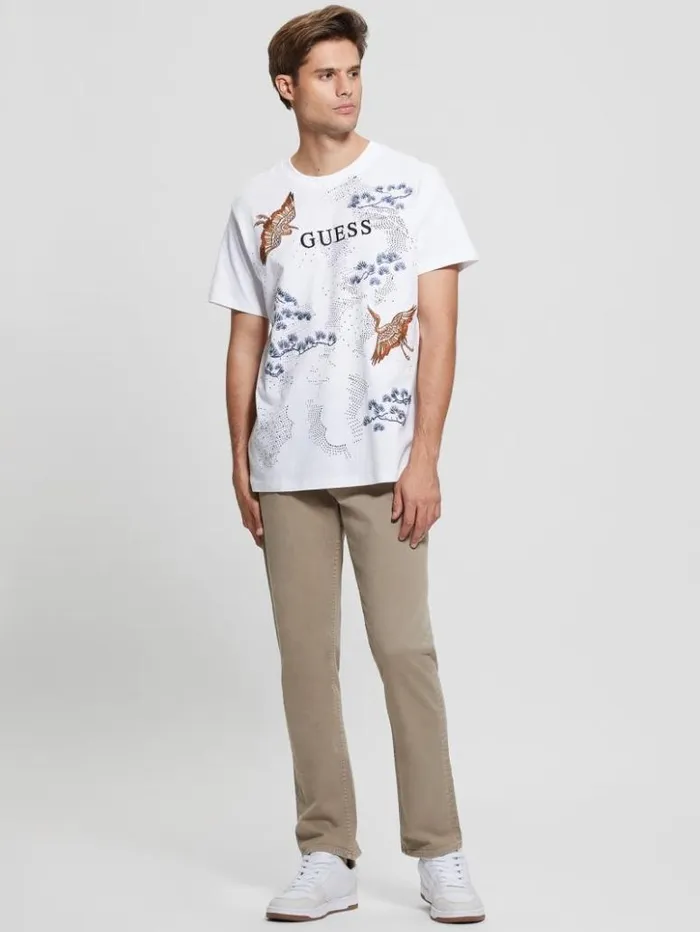 Men GUESS TShirts and Tanks Eco Logo Bird Tee Pure White