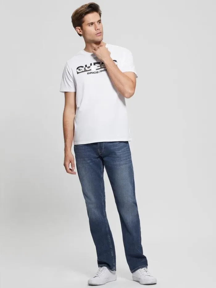 Men GUESS TShirts and Tanks Eco MetallicAccented Tee Pure White