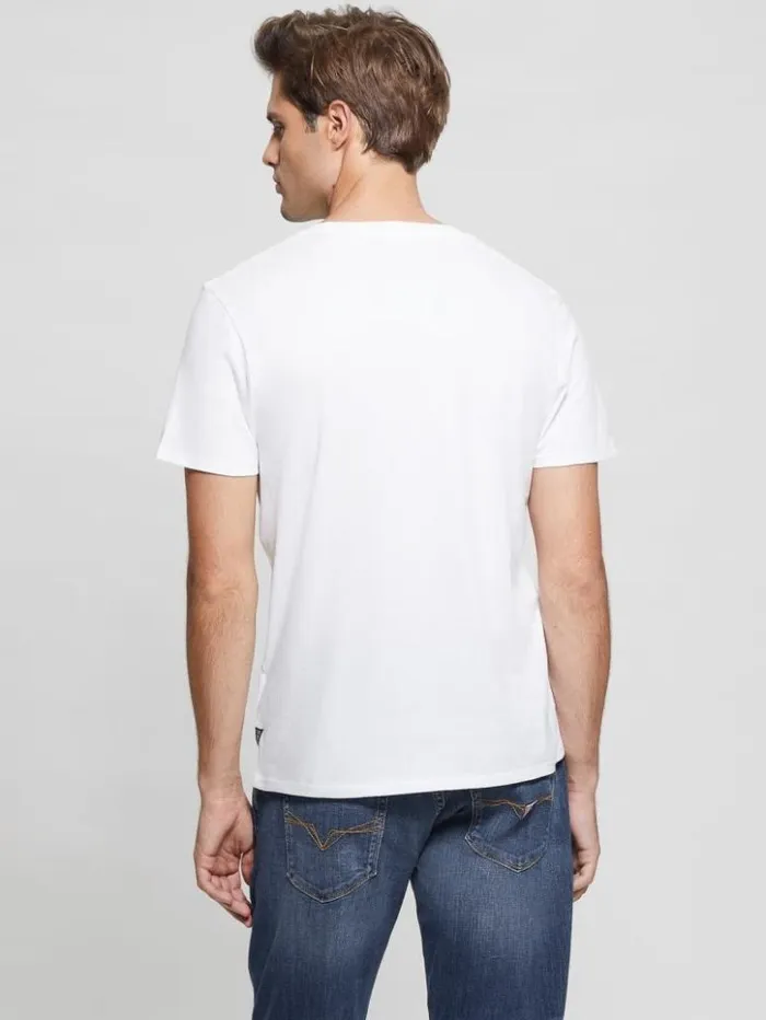 Men GUESS TShirts and Tanks Eco MetallicAccented Tee Pure White