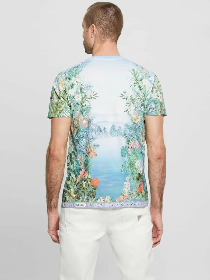 Men GUESS TShirts and Tanks Eco Paradise Tiger Tee Pure White Multi