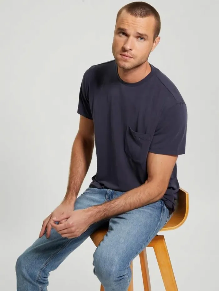 Men GUESS TShirts and Tanks Eco Pocket Tee Bleu lgant