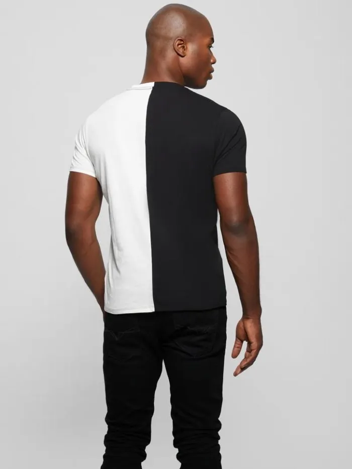 Men GUESS TShirts and Tanks Eco Split Graphic Tee Jet Black Multi