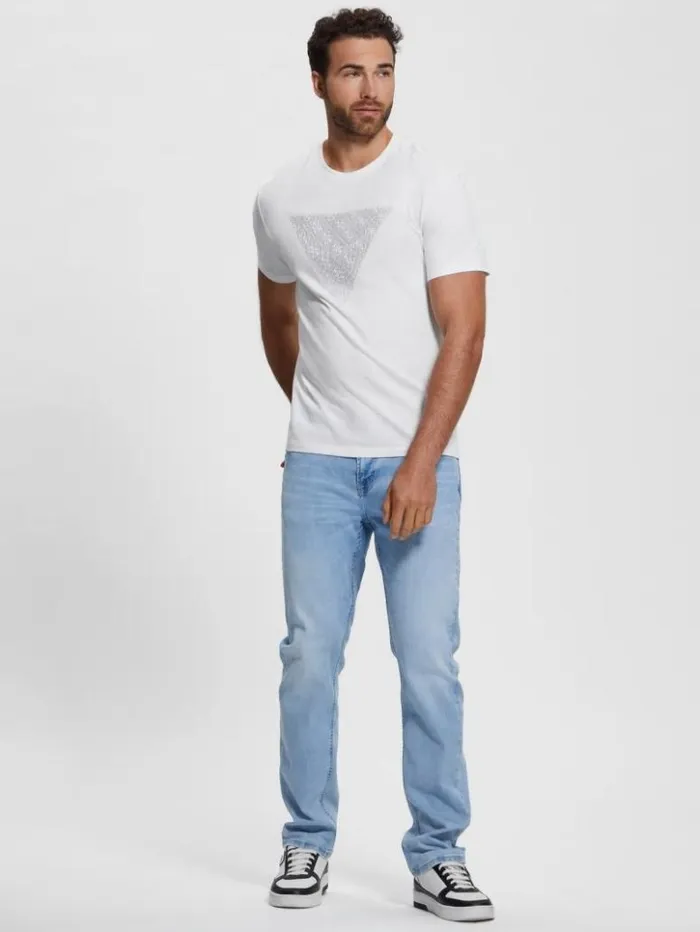 Men GUESS TShirts and Tanks Eco Triangle Crewneck Tee Pure White