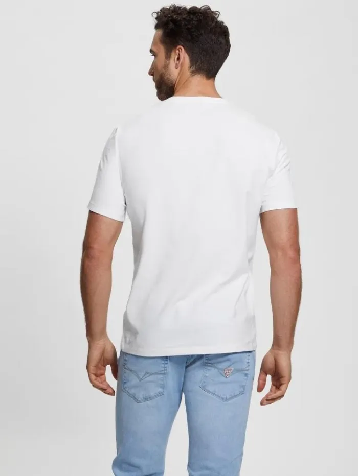 Men GUESS TShirts and Tanks Eco Triangle Crewneck Tee Pure White