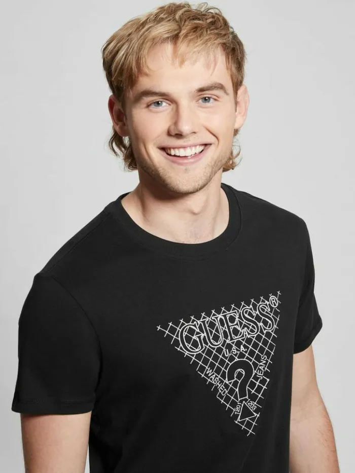Men GUESS TShirts and Tanks Eco Triangle Patch Tee Black