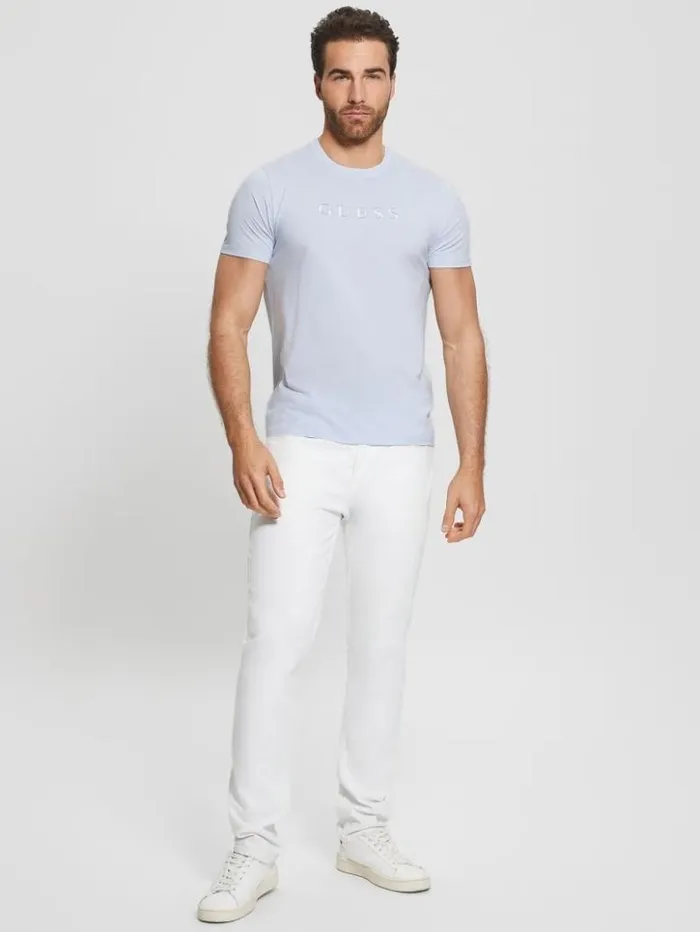 Men GUESS TShirts and Tanks Embroidered Logo Tee Airway Blue