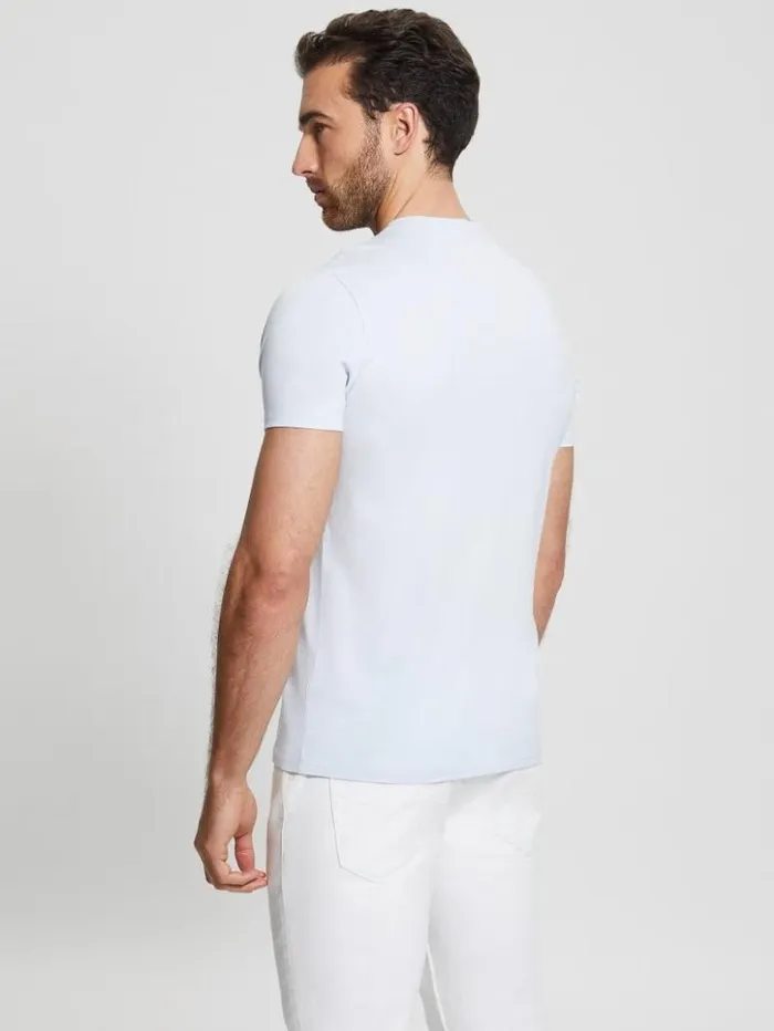 Men GUESS TShirts and Tanks Embroidered Logo Tee Airway Blue