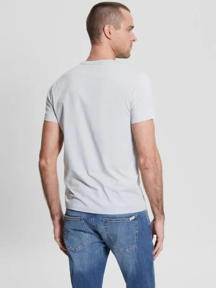 Men GUESS TShirts and Tanks Embroidered Logo Tee Grey Pearl