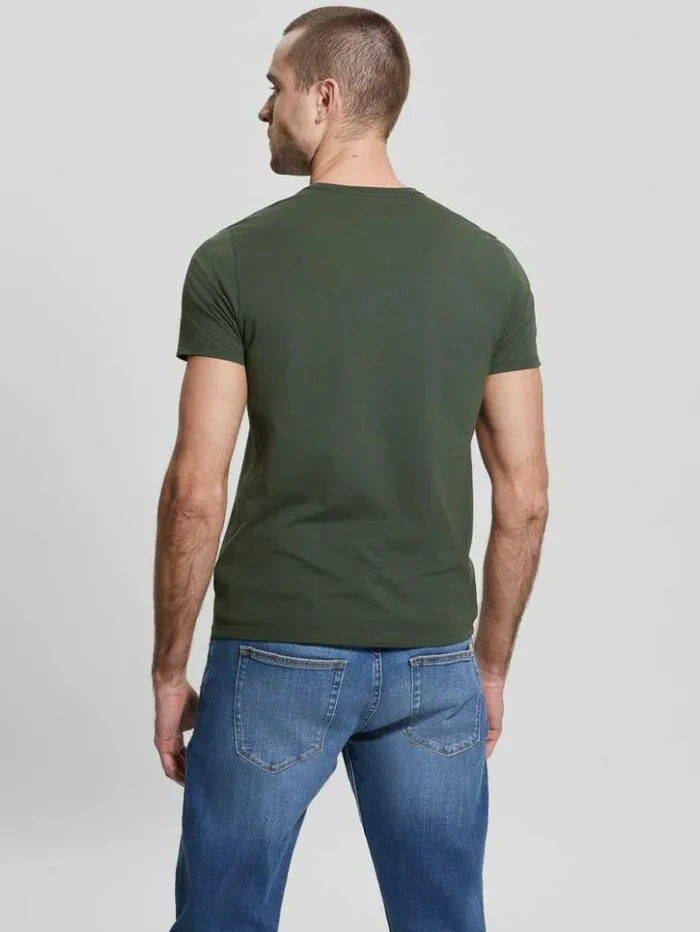 Men GUESS TShirts and Tanks Embroidered Logo Tee Jungle Greens