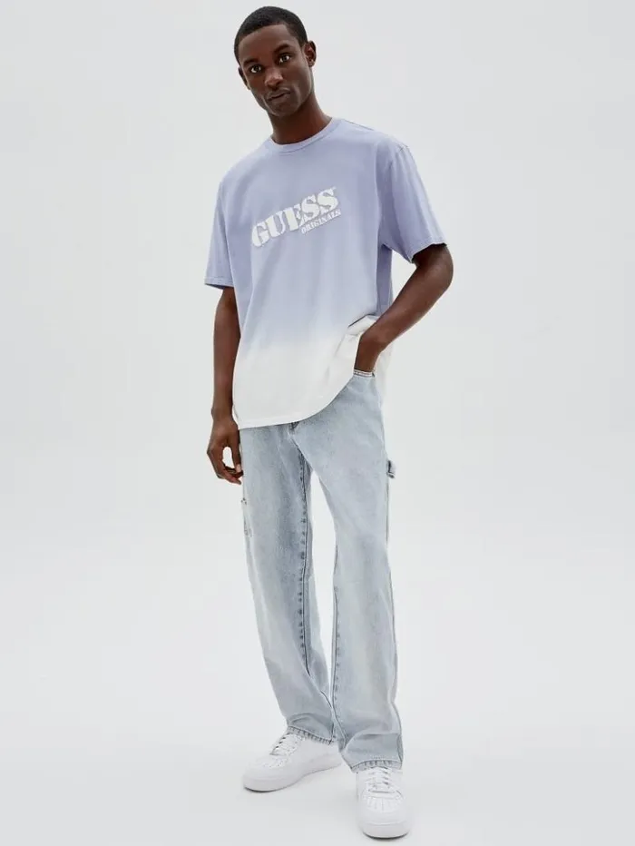 Men GUESS TShirts and Tanks GUESS Originals DipDye Logo Tee Sonic Pearl Multi Men GUESS TShirts and Tanks GUESS Originals DipDye Logo Tee Sonic Pearl Multi