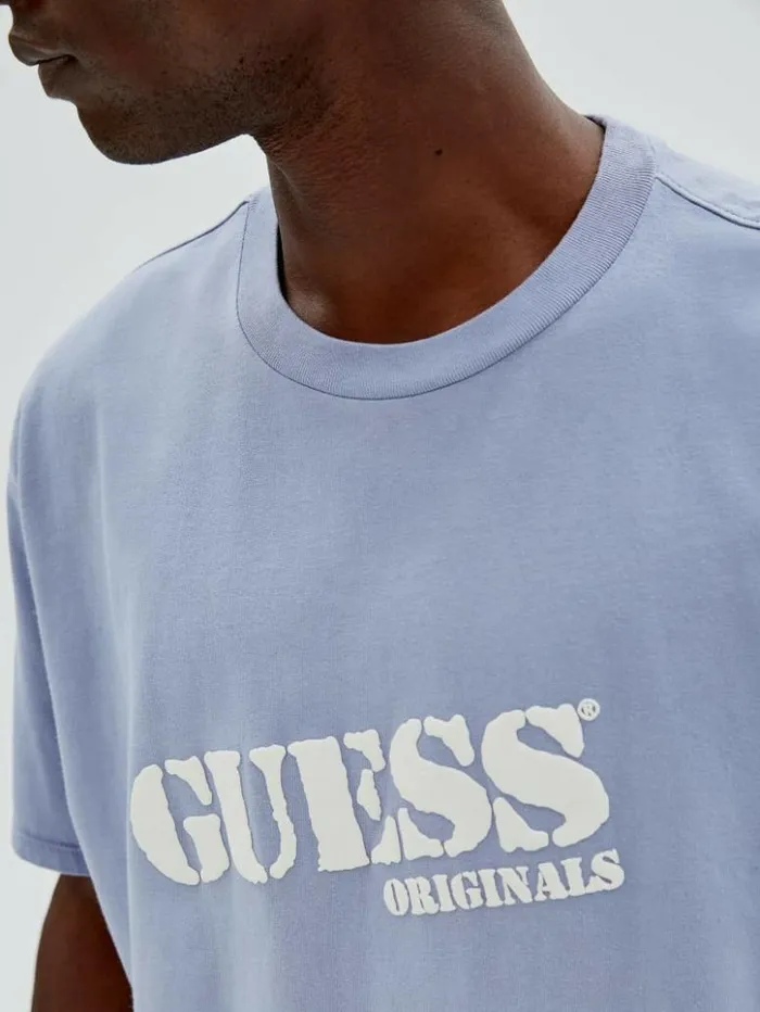 Men GUESS TShirts and Tanks GUESS Originals DipDye Logo Tee Sonic Pearl Multi Men GUESS TShirts and Tanks GUESS Originals DipDye Logo Tee Sonic Pearl Multi