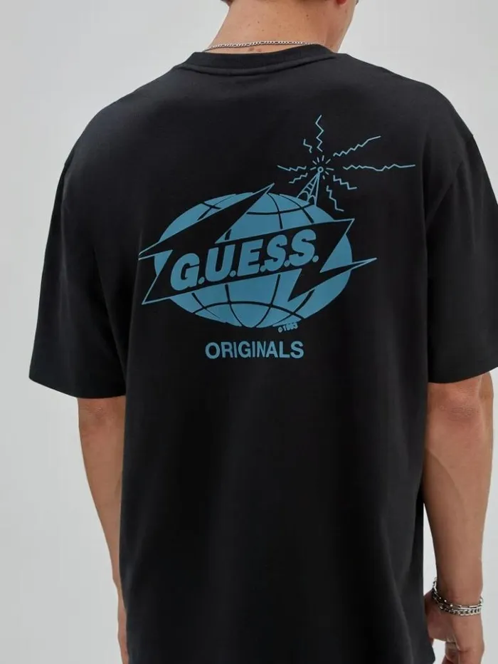Men GUESS TShirts and Tanks GUESS Originals Eco Radio Tee Black