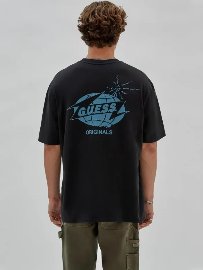 Men GUESS TShirts and Tanks GUESS Originals Eco Radio Tee Black