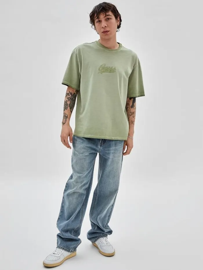Men GUESS TShirts and Tanks GUESS Originals Icon Logo Tee Dried Sage Multi