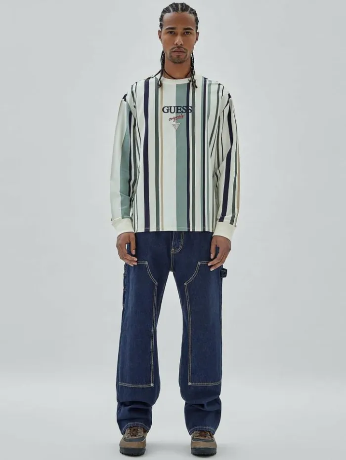 Men GUESS TShirts and Tanks GUESS Originals Striped Tee Sandy Shore Multi