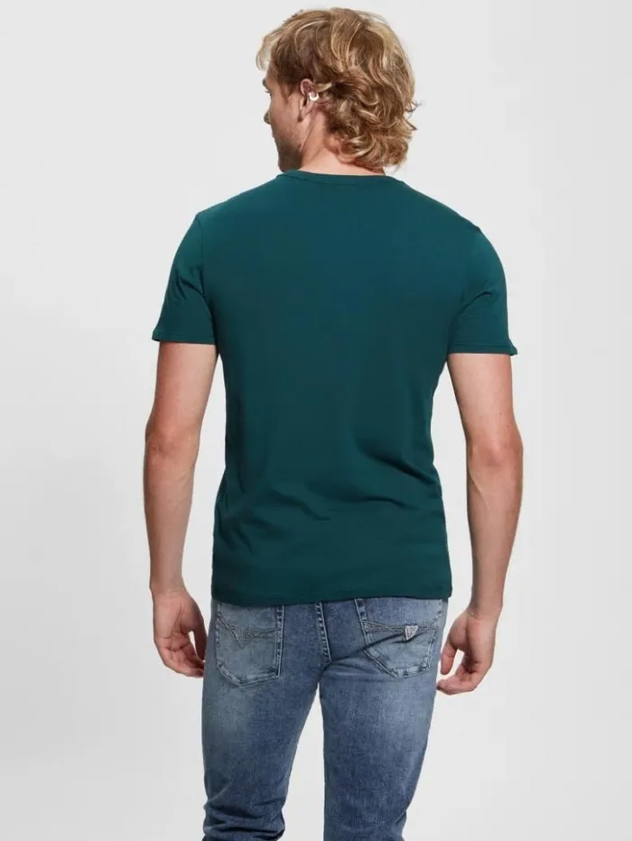 Men GUESS TShirts and Tanks Logo TriScroll Tee Dark Jade