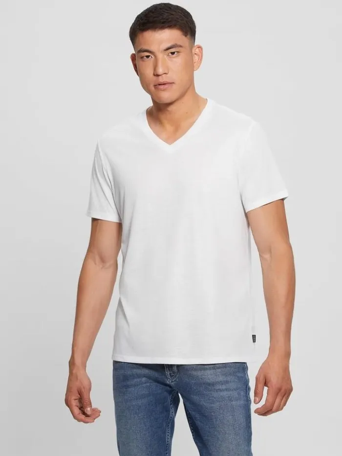 Men GUESS TShirts and Tanks Mason Yoke VNeck Tee Pure White