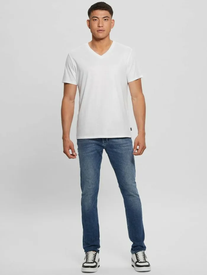 Men GUESS TShirts and Tanks Mason Yoke VNeck Tee Pure White