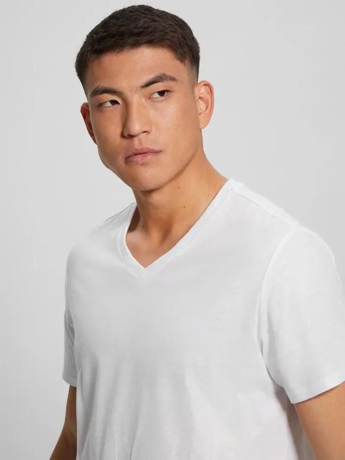 Men GUESS TShirts and Tanks Mason Yoke VNeck Tee Pure White