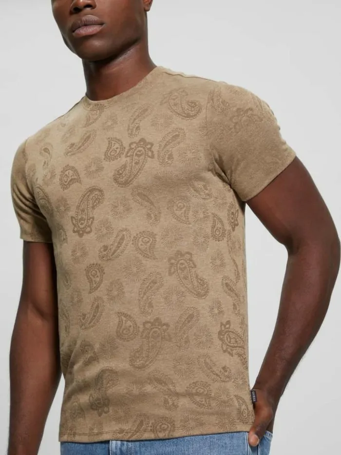 Men GUESS TShirts and Tanks Paisley Tee Walnut Shell Multi