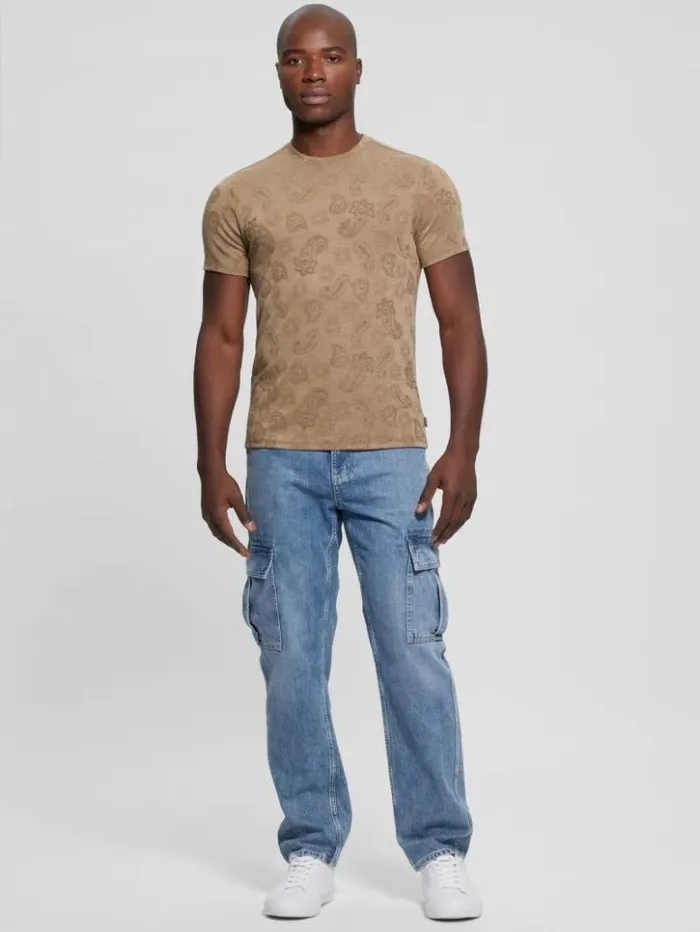 Men GUESS TShirts and Tanks Paisley Tee Walnut Shell Multi