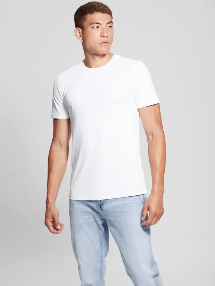 Men GUESS TShirts and Tanks Signature Crewneck Tee Pure White