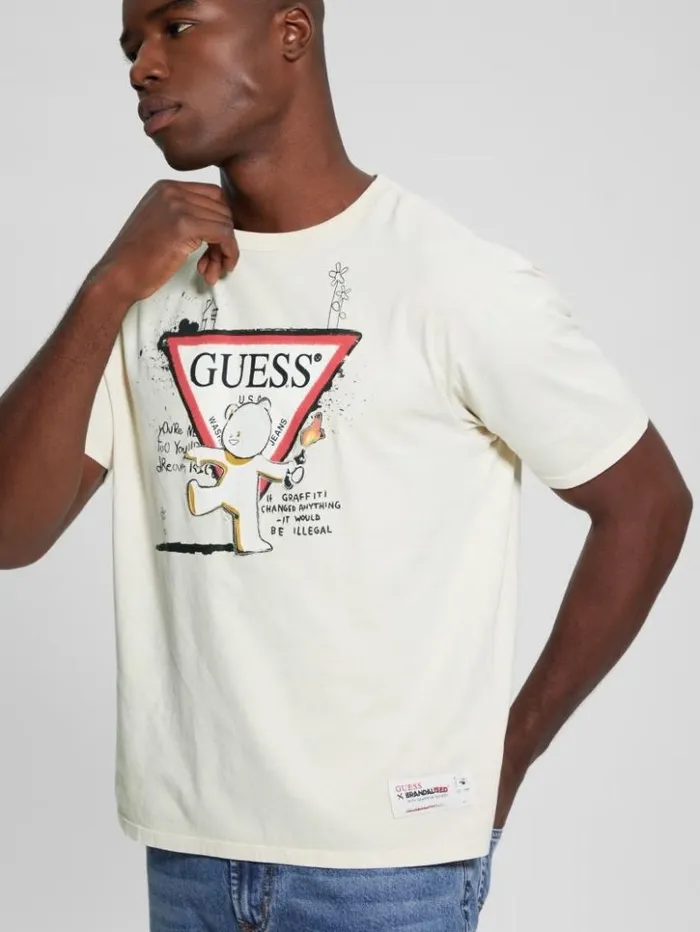 Men GUESS TShirts and Tanks Teddy Signature Tee Quicksand Multi