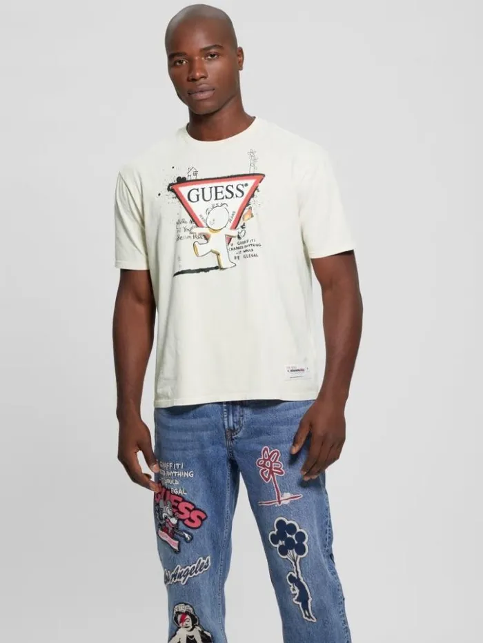 Men GUESS TShirts and Tanks Teddy Signature Tee Quicksand Multi