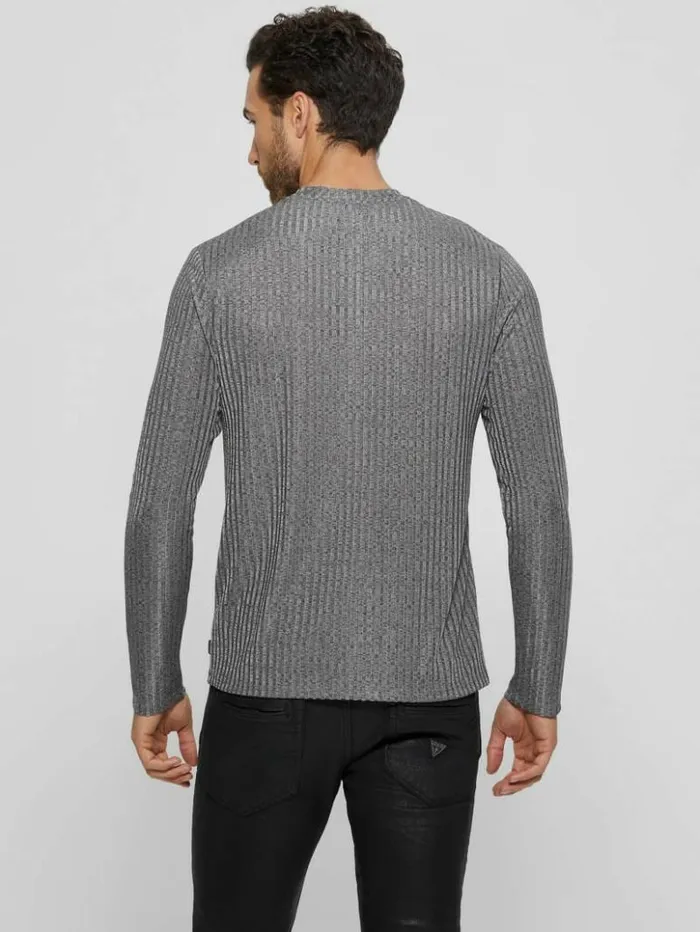 Men GUESS TShirts and Tanks Warehouse VNeck Knit Tee Stone Grey Multi