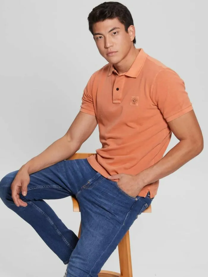 Men GUESS TShirts and Tanks Washed Polo Island Sunset