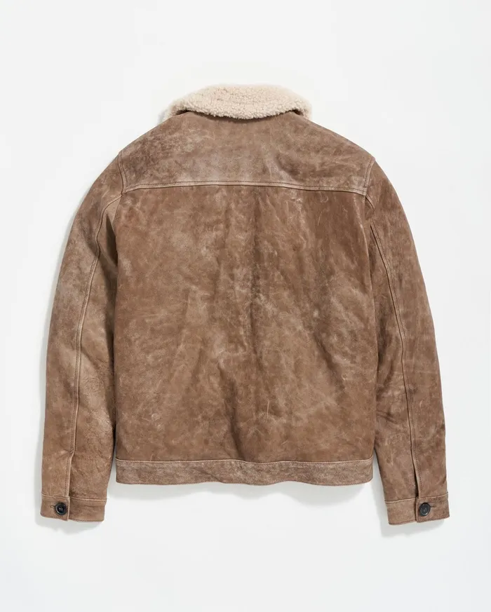 Men Jackets and Outerwear Billy Reid Bishop Leather Jacket Taupe