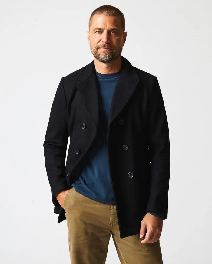 Men Jackets and Outerwear Billy Reid Bond Peacoat Black