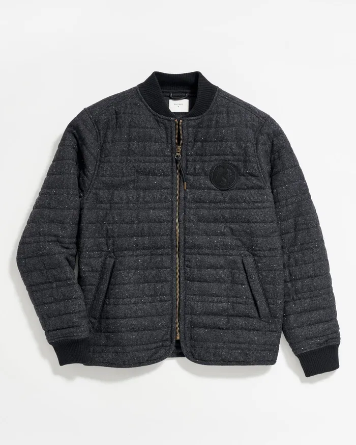 Men Jackets and Outerwear Billy Reid Collegiate Bomber Black Tweed