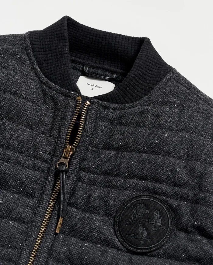 Men Jackets and Outerwear Billy Reid Collegiate Bomber Black Tweed